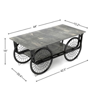 Modern Style Coffee Table Rectangle Coffee Table End Side Table Retro Design Coffee Table With Sturdy Base For Living Room Decor  Black