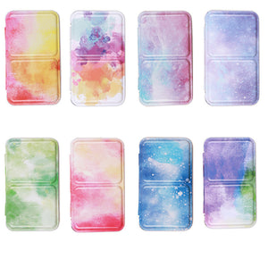 Color Empty Palette Case Tins Box Paint Storage Iron Box with 24 Half Pans For Watercolor Paints Painting Art Supplies