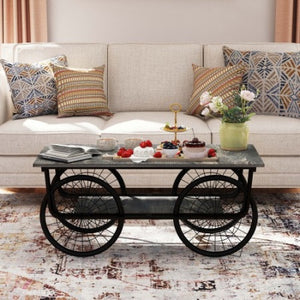 Modern Style Coffee Table Rectangle Coffee Table End Side Table Retro Design Coffee Table With Sturdy Base For Living Room Decor  Black