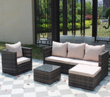 Rattan Patio Furniture Set Wicker Sofa Cushioned Sectional, 4 Pc Garden Set