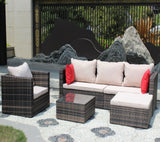 Rattan Patio Furniture Set Wicker Sofa Cushioned Sectional, 4 Pc Garden Set